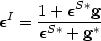 \begin{equation}
 \epsilong^I= {1+ \epsilong^{S*} \boldg \over \epsilong^{S*} + \boldg^*}
 \end{equation}