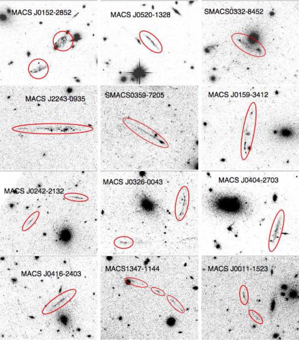 Cluster Lenses Jean Paul Kneib Priyamvada Natarajan - figure 33 newly discovered giant arcs or multiple images as part at the snapshot hst observations pi h ebeling of the macs cluster sample